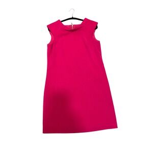 Vintage Oleg Cassini Hot Pink Shift Dress Sz 6 | Mod Sleeveless Minimalist‎ USA